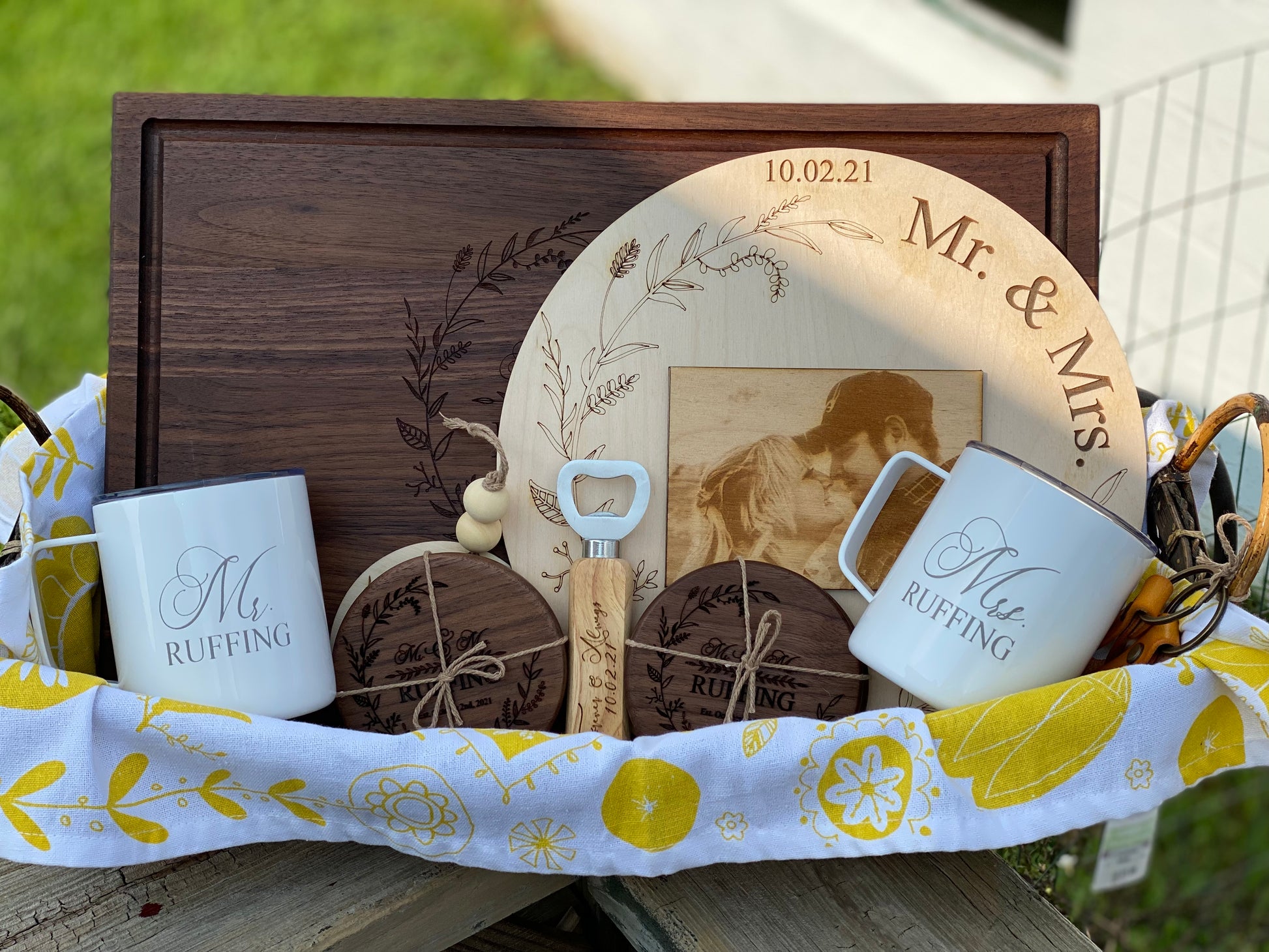 Ultimate Personalized Cutting Board Wedding Gift Set - Cattle Dog Studios