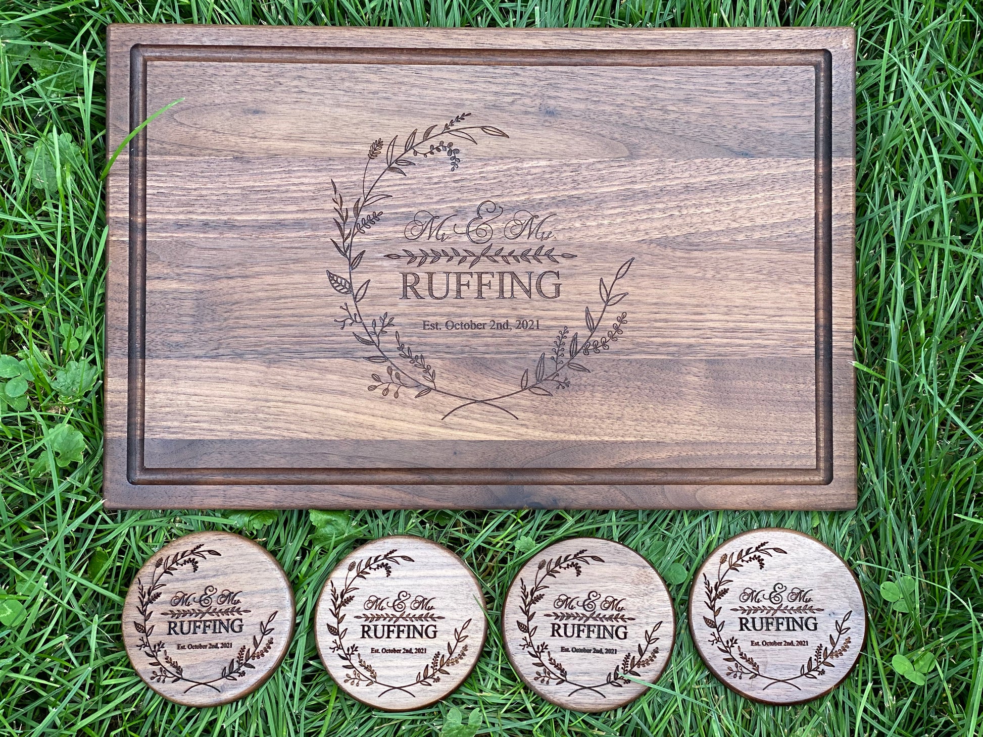 Ultimate Personalized Cutting Board Wedding Gift Set - Cattle Dog Studios