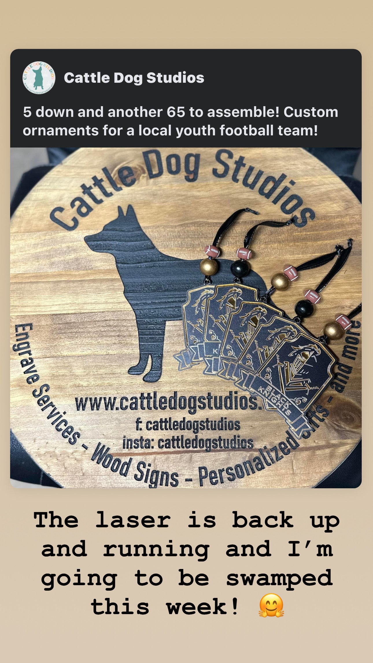 Black Knights Football Ornament - Cattle Dog Studios