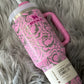 40oz Stanley Quencher H2.0 Peony with full wrap peony engrave