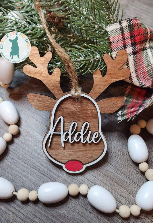 Personalized Wood Reindeer Christmas Ornament