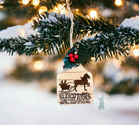 Draft Horse Sleigh Rides Farmhouse Christmas Ornament