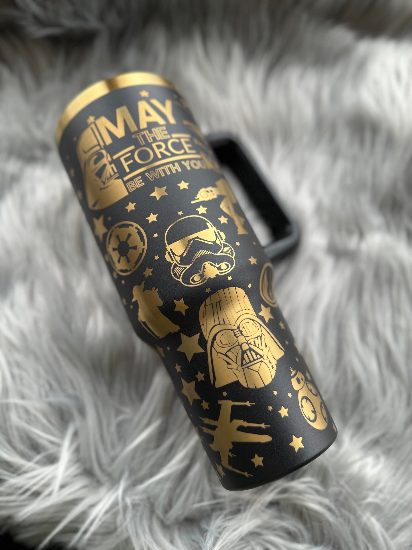 May the Force Be With You 40oz Tumbler | Stars | Wars | Mandolorian | The Resistence | Yoda | Chewie