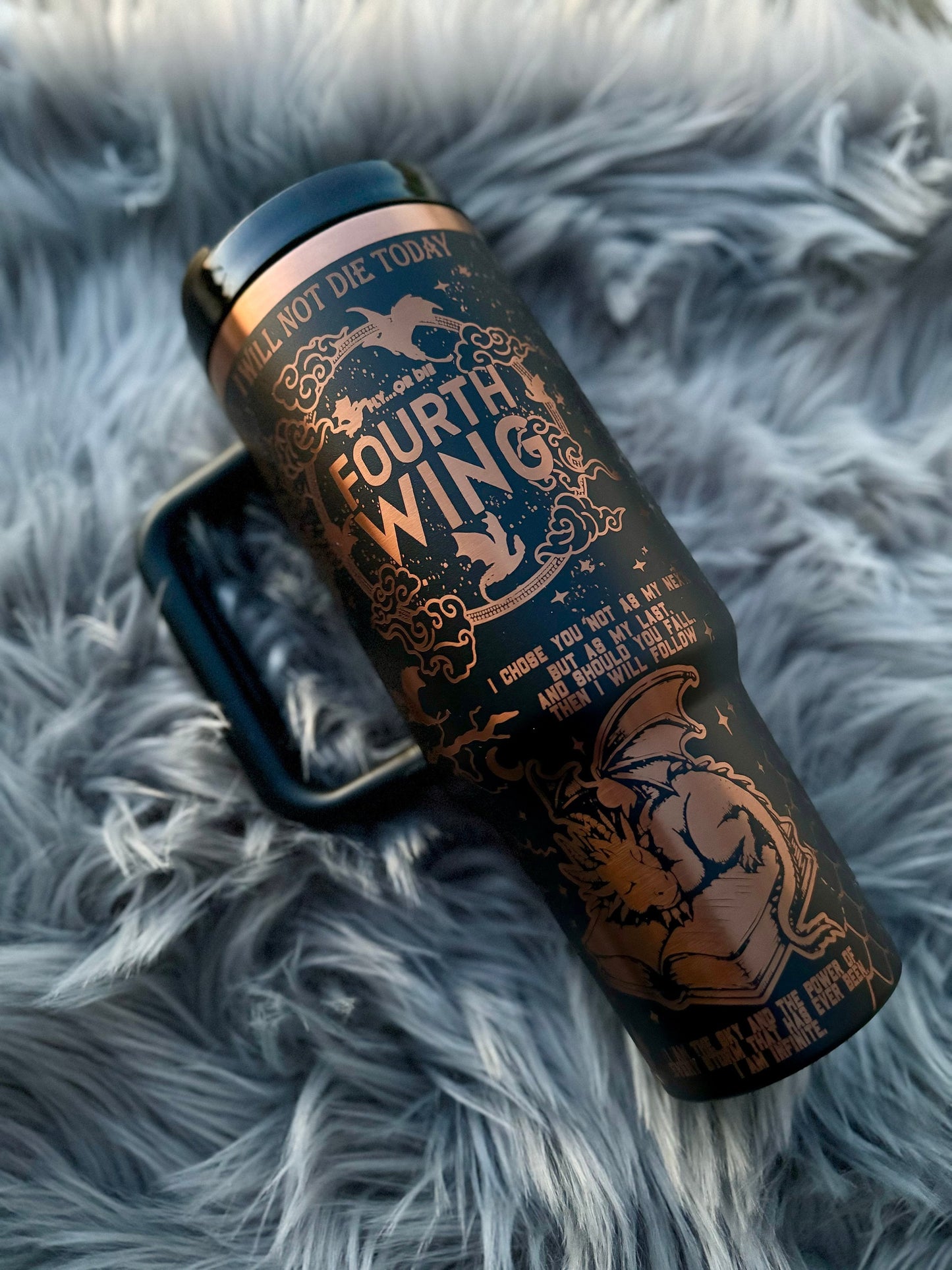 Inspired Dragon 40oz Tumbler | Basgiath War College | I will not die today | Violet Sorrengail | Tairn | Andarna | Dragon Rider