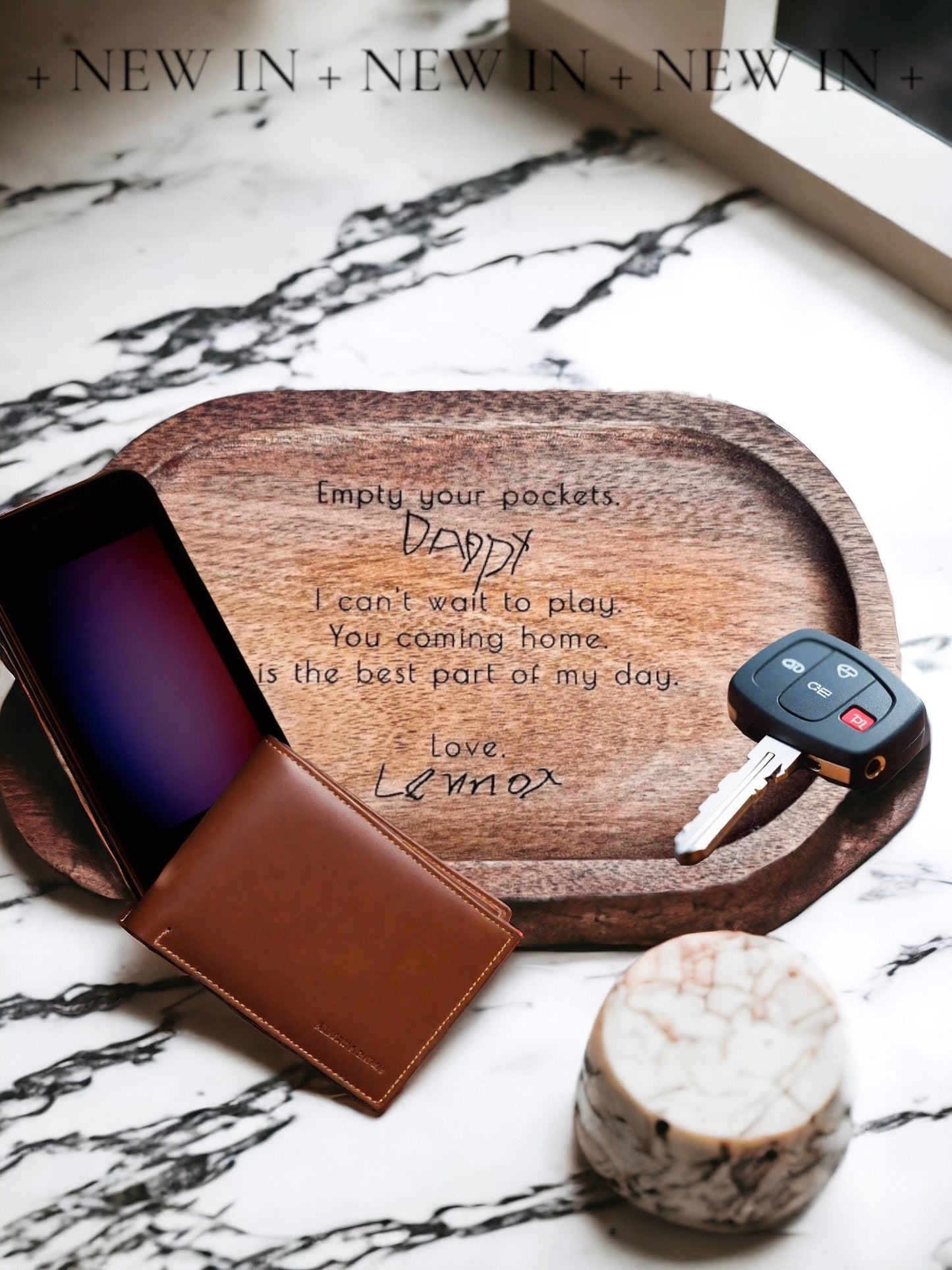 Empty Your Pockets, Time To Play | Dad | Father’s Day | Catch All Tray | Custom Engraved Wood Catch All Tray