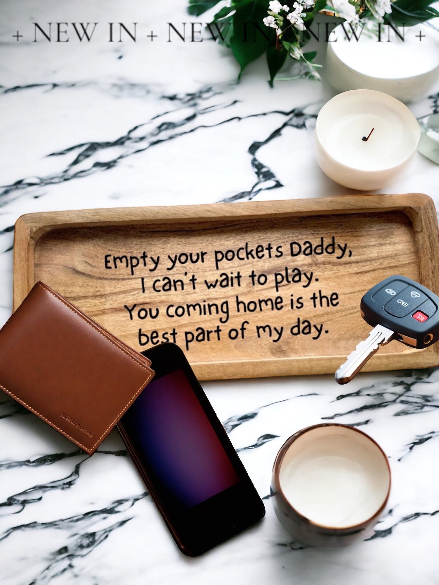 Empty Your Pockets, Time To Play | Dad | Father’s Day | Catch All Tray | Custom Engraved Wood Catch All Tray