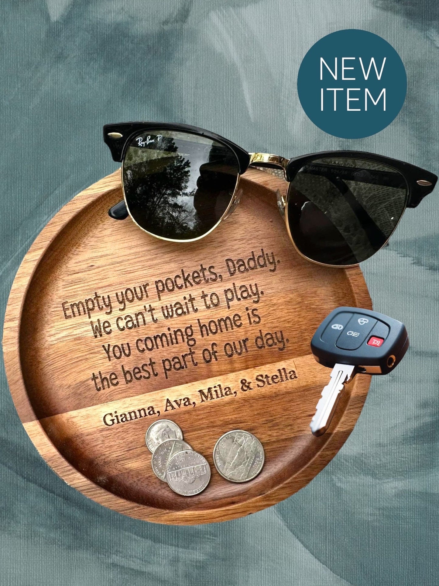 Empty Your Pockets, Time To Play | Dad | Father’s Day | Catch All Tray | Custom Engraved Wood Catch All Tray