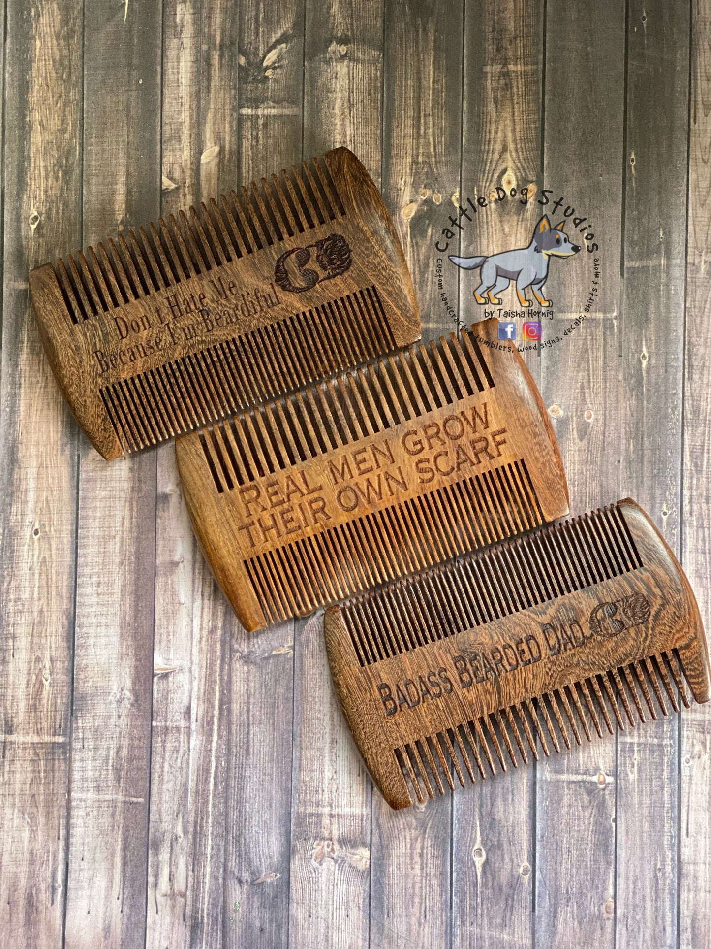 Engraved Sandalwood Beard Comb